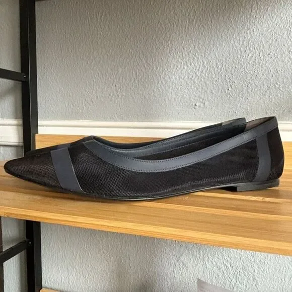 AUTHENTIC FENDI COLIBRI' MESH & LEATHER POINTED TOE FLATS SIZE 39 (8.5) - Picture 3 of 15